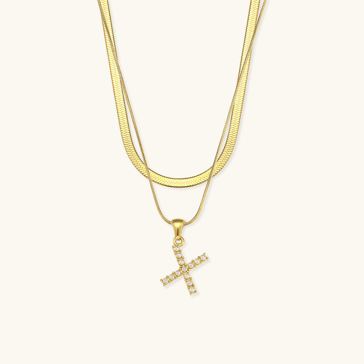 Fiona Layered Gold Initial Letter Necklace