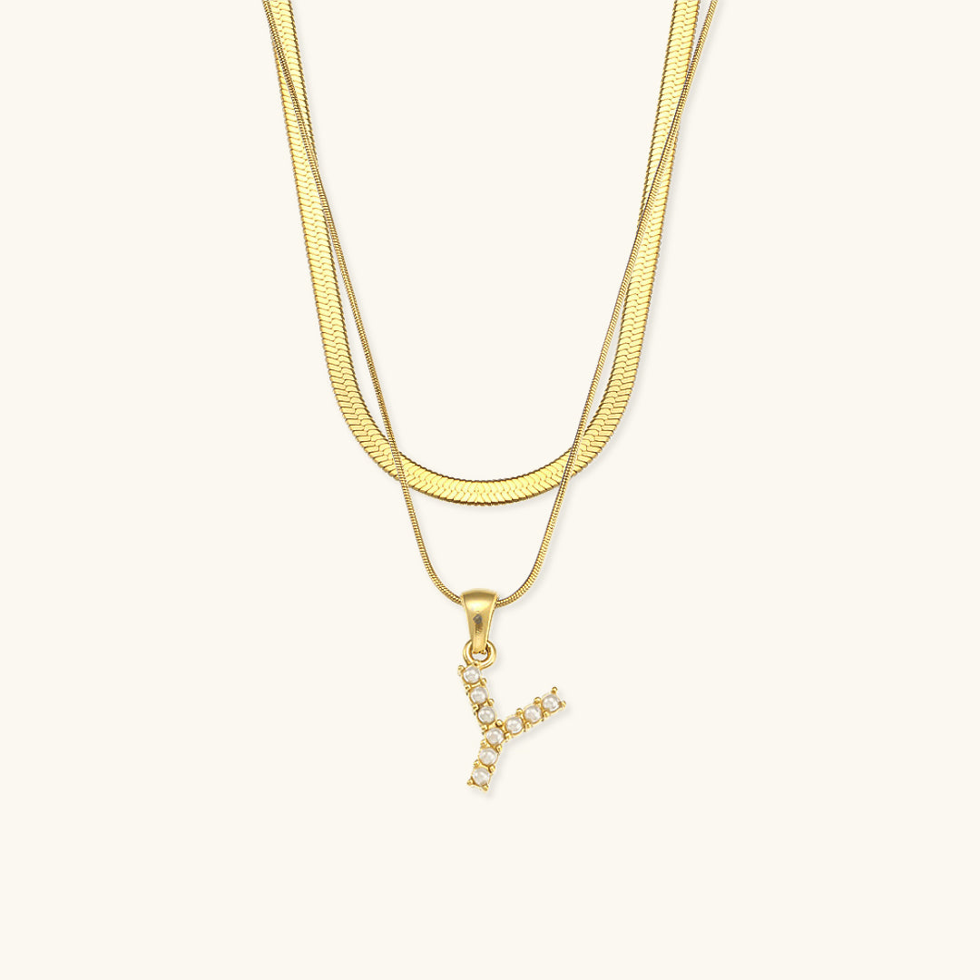 Fiona Layered Gold Initial Letter Necklace