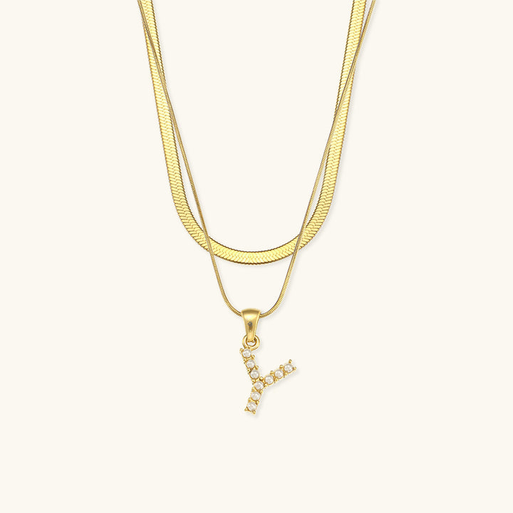 Fiona Layered Gold Initial Letter Necklace