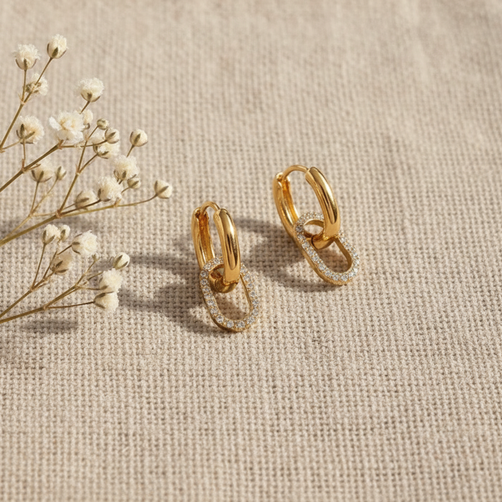 Aina Double Hoop Diamond Earrings