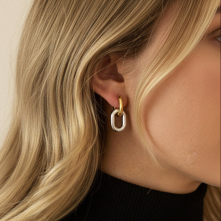 Pippa Two Tone Double Hoops Image
