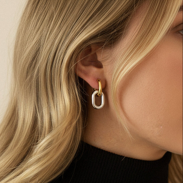 Pippa Two Tone Double Hoops