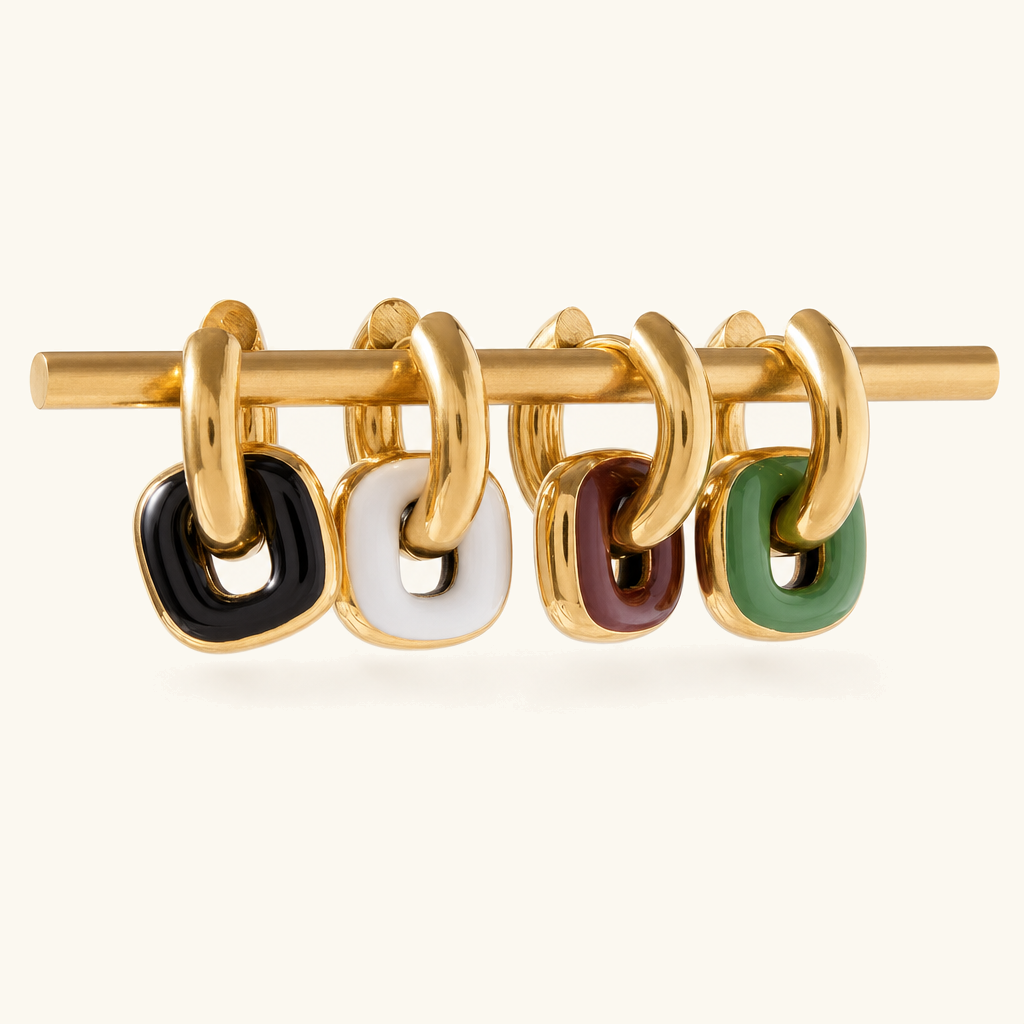 Giada Enamel Drop Hoop Earrings