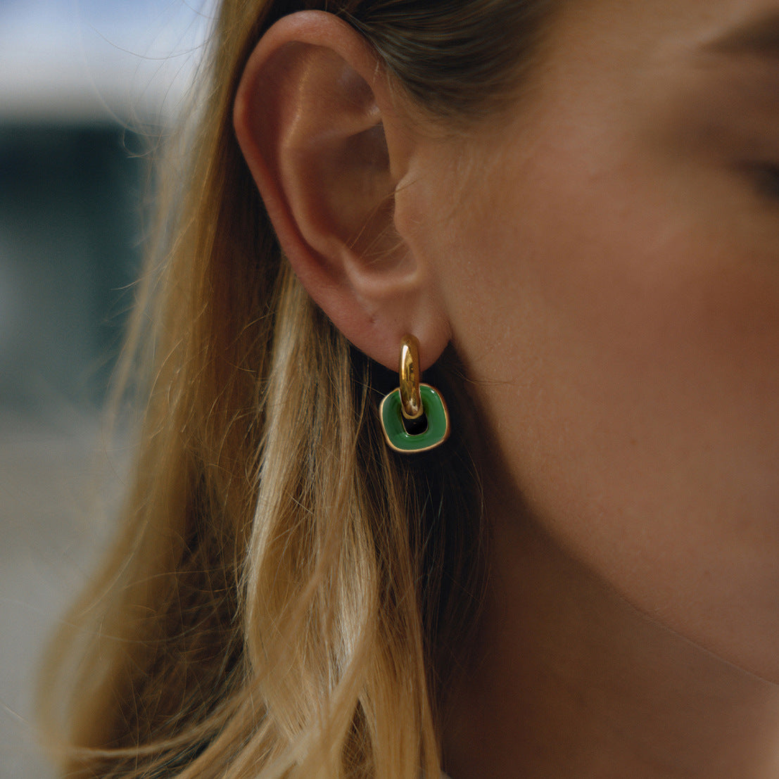 Giada Enamel Drop Hoop Earrings Image