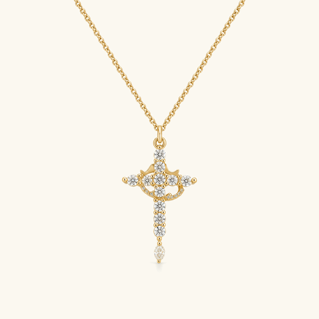 Lucienne Crown Cross Necklace & Earrings