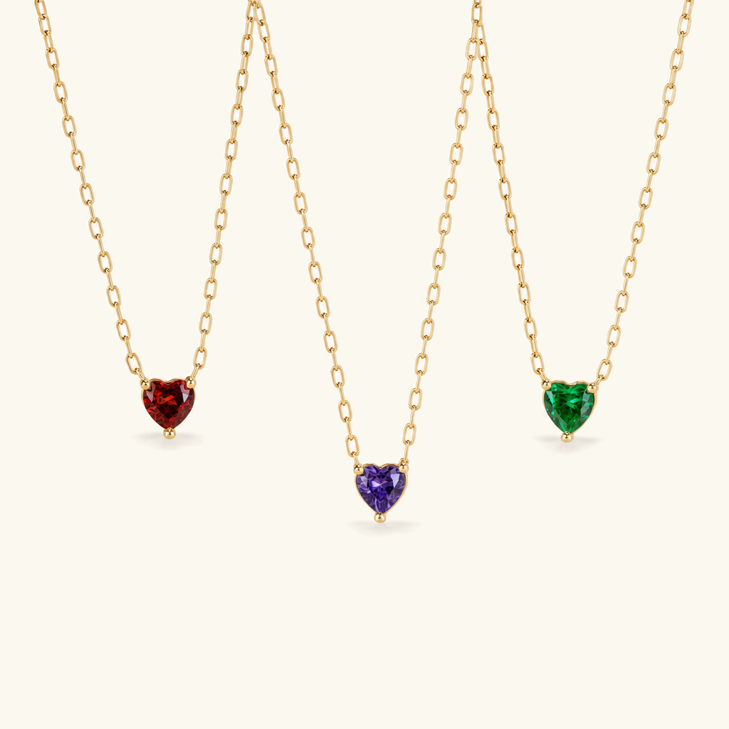 Amorette Birthstone Heart Necklace