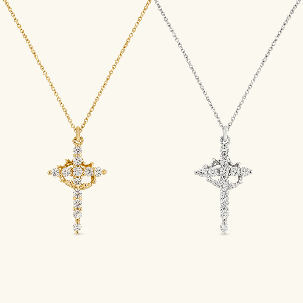 Lucienne Crown Cross Necklace & Earrings