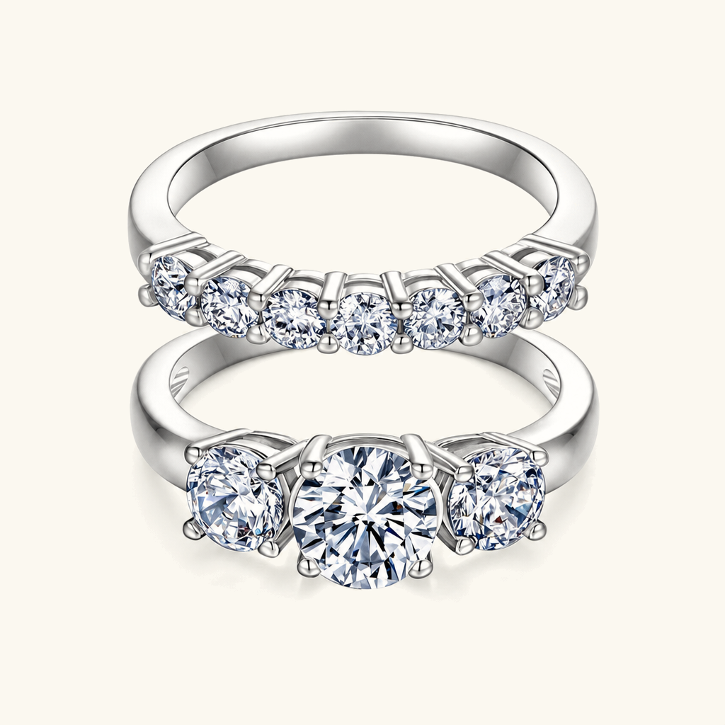 Octavia Three-Stone Diamond Ring Set