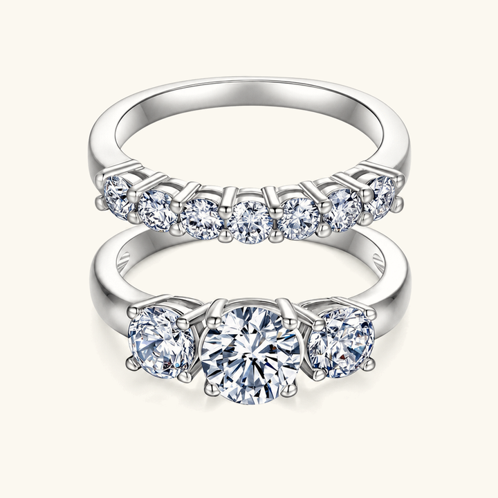 Octavia Three-Stone Diamond Ring Set