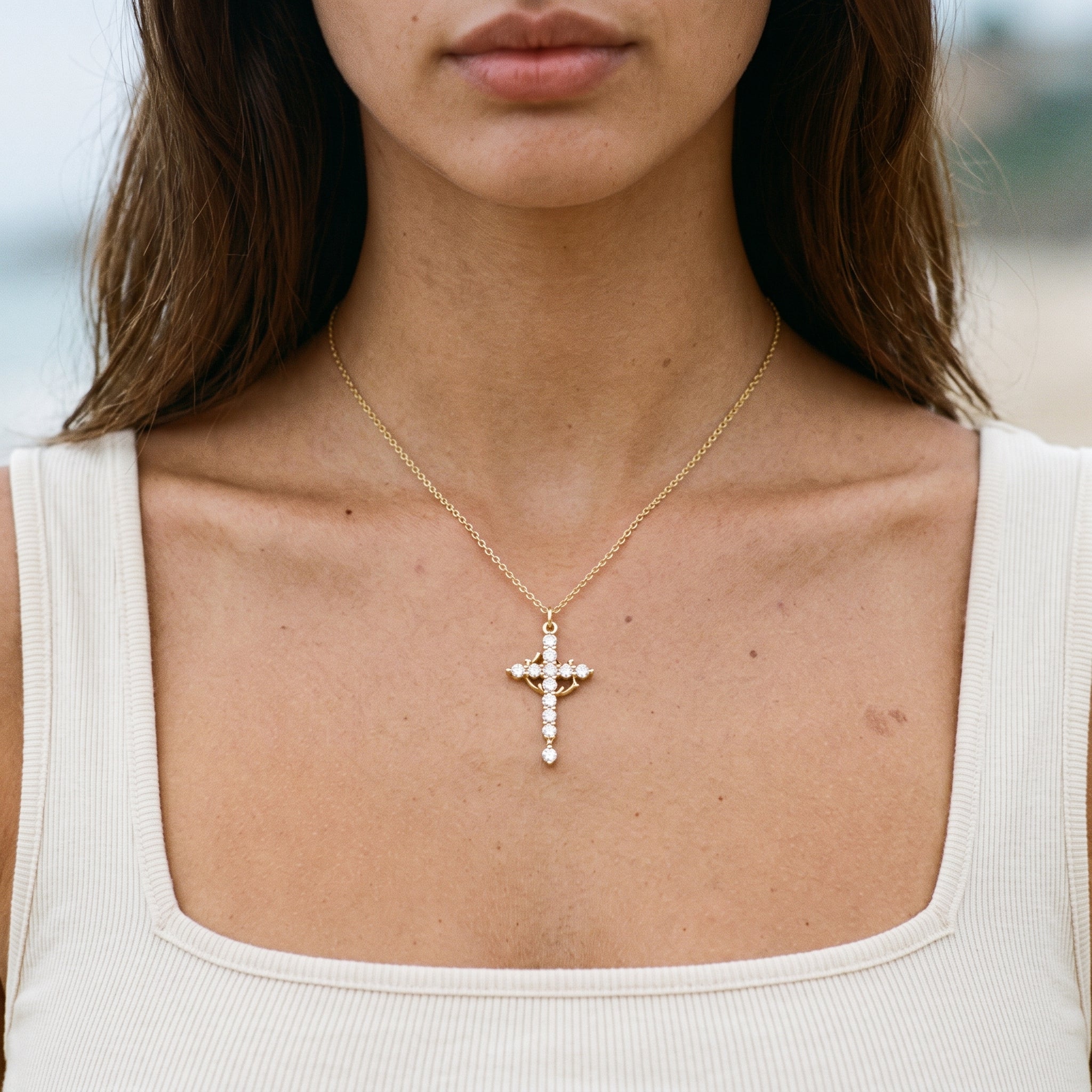 Lucienne Crown Cross Necklace & Earrings Image