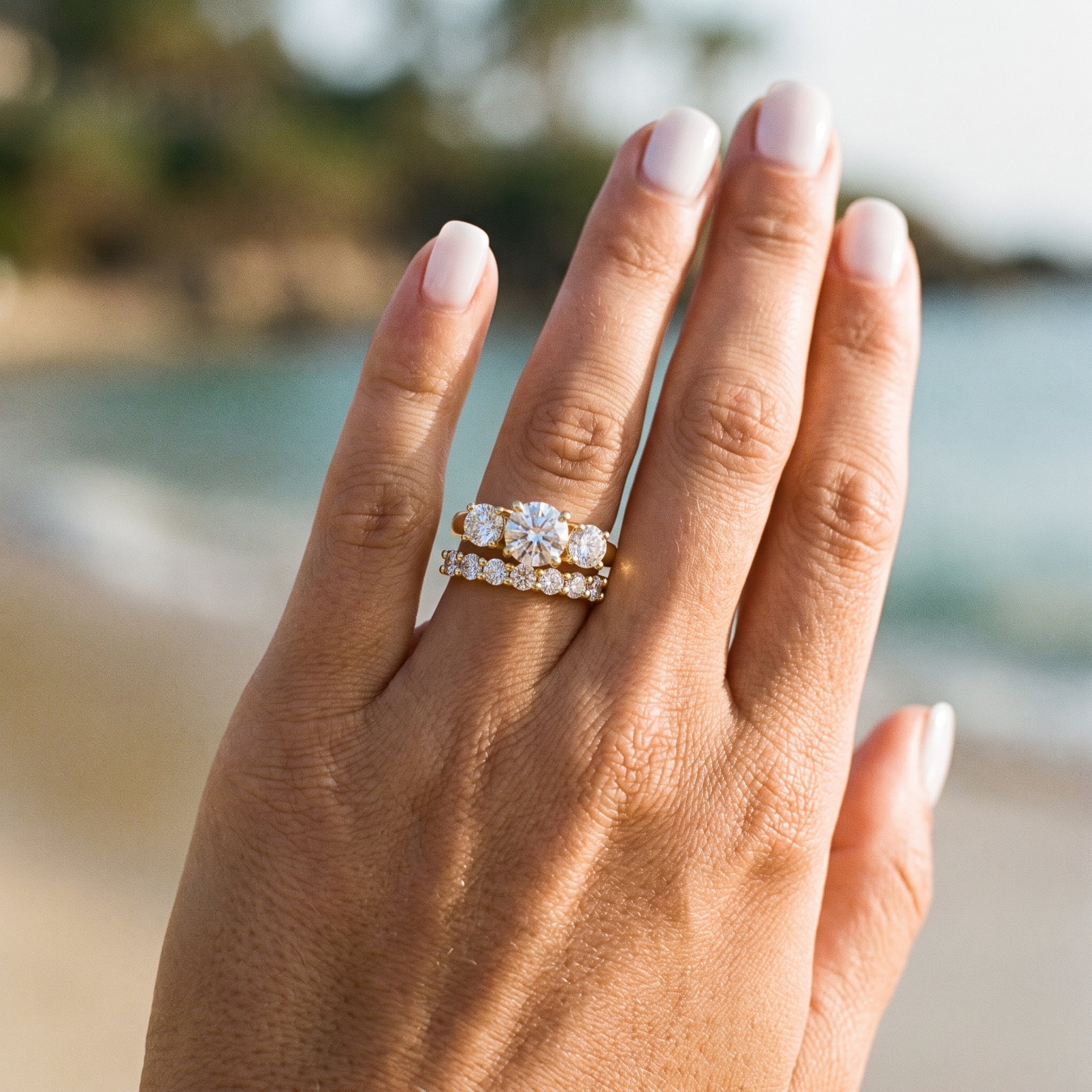 Octavia Three-Stone Diamond Ring Set Image