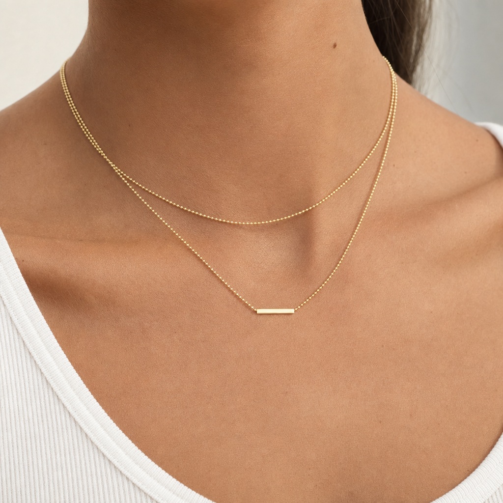 Odalys Layered Bar Gold Necklace