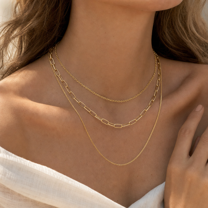 Maren Triple Layered Gold Necklace