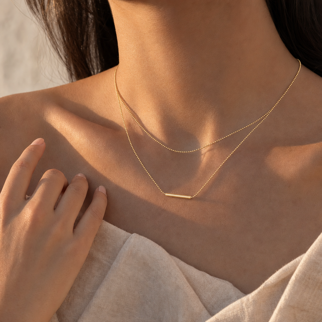 Odalys Layered Bar Gold Necklace