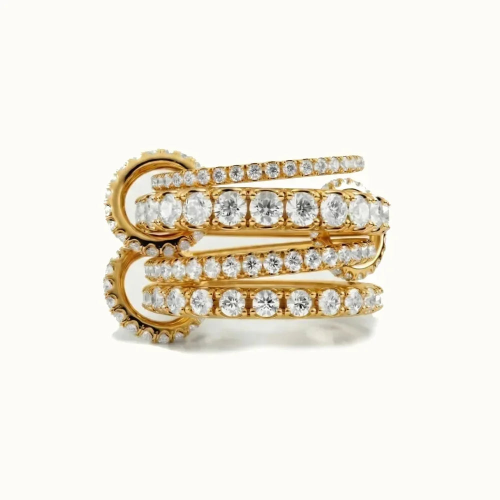 Hallie Stacked Diamond Silver Ring Image
