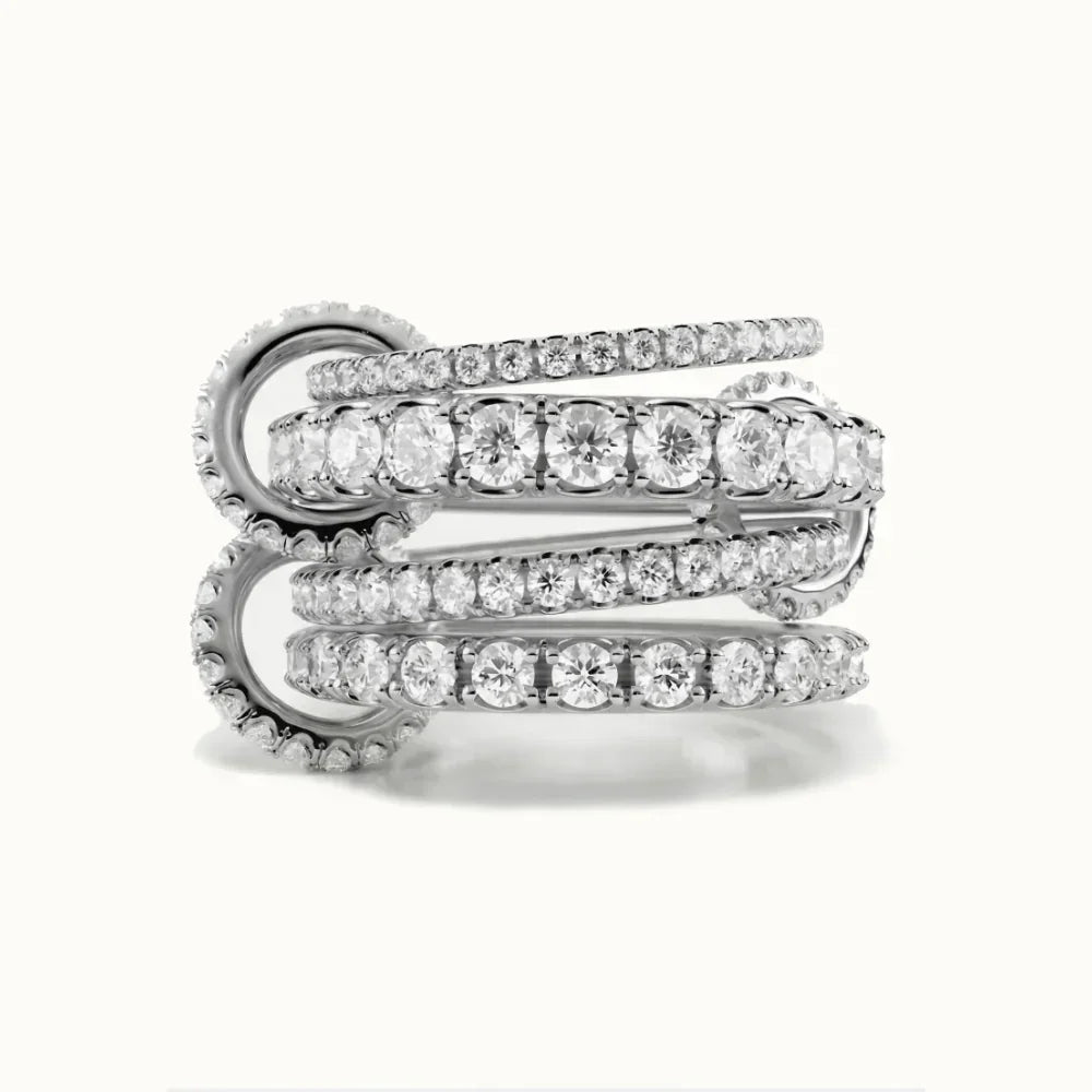 Hallie Stacked Diamond Silver Ring Image