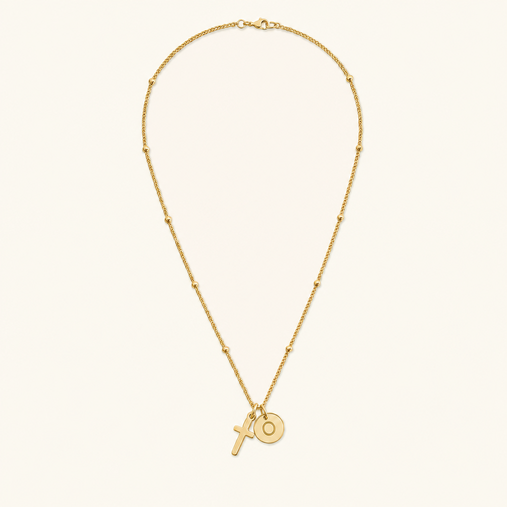 Selah Cross Initial Gold Necklace Image