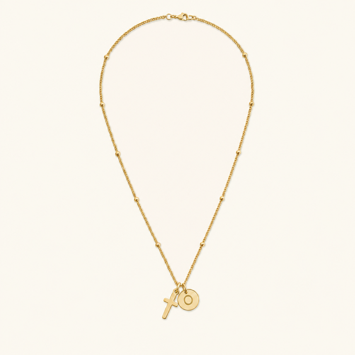 Selah Cross Initial Gold Necklace — Letter O