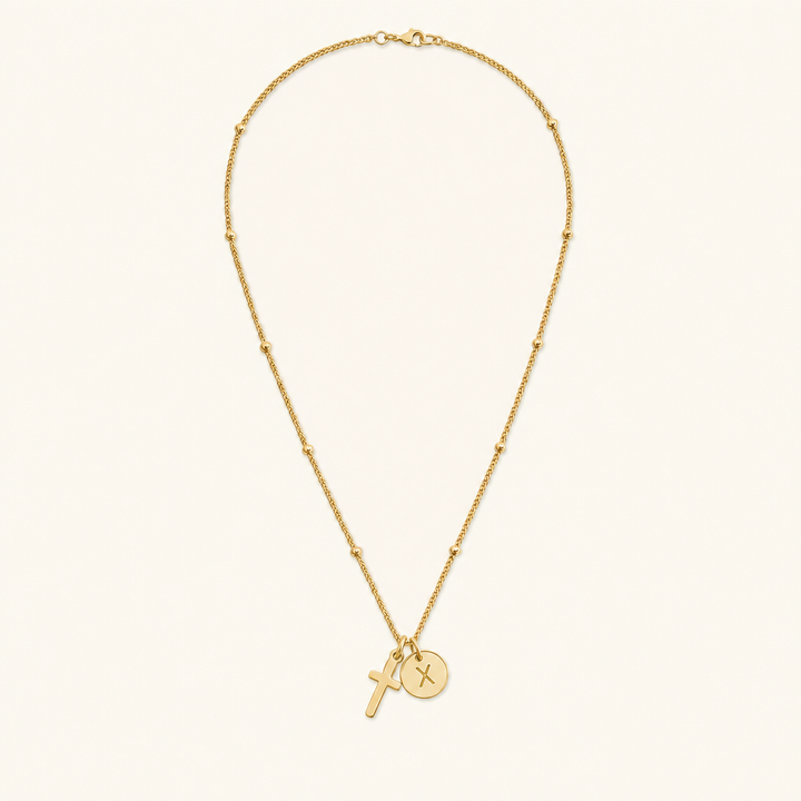 Selah Cross Initial Gold Necklace — Letter X