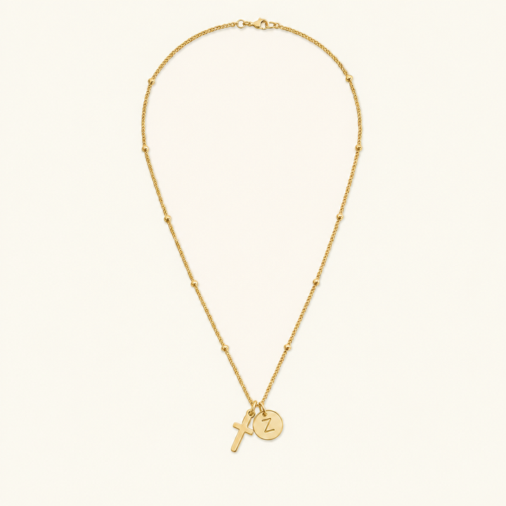 Selah Cross Initial Gold Necklace — Letter Z