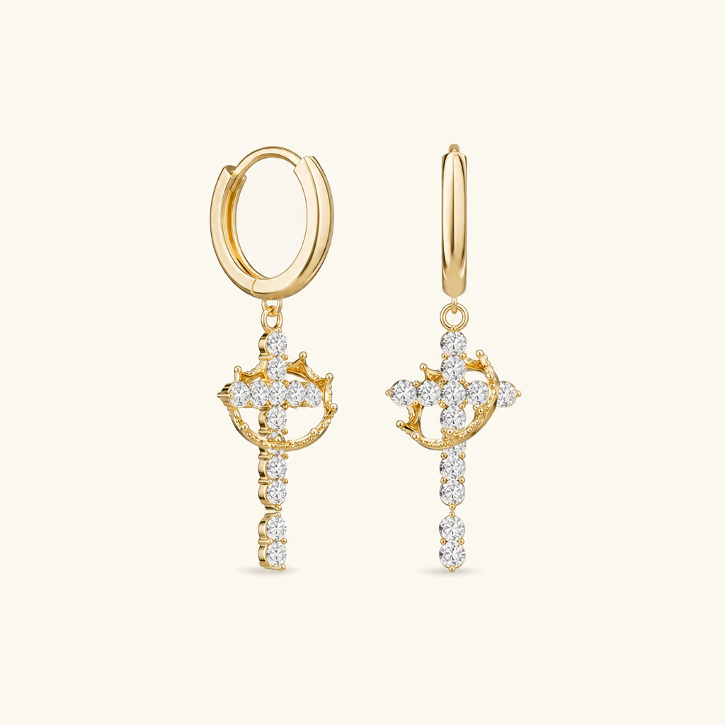 Lucienne Crown Cross Necklace & Earrings Image
