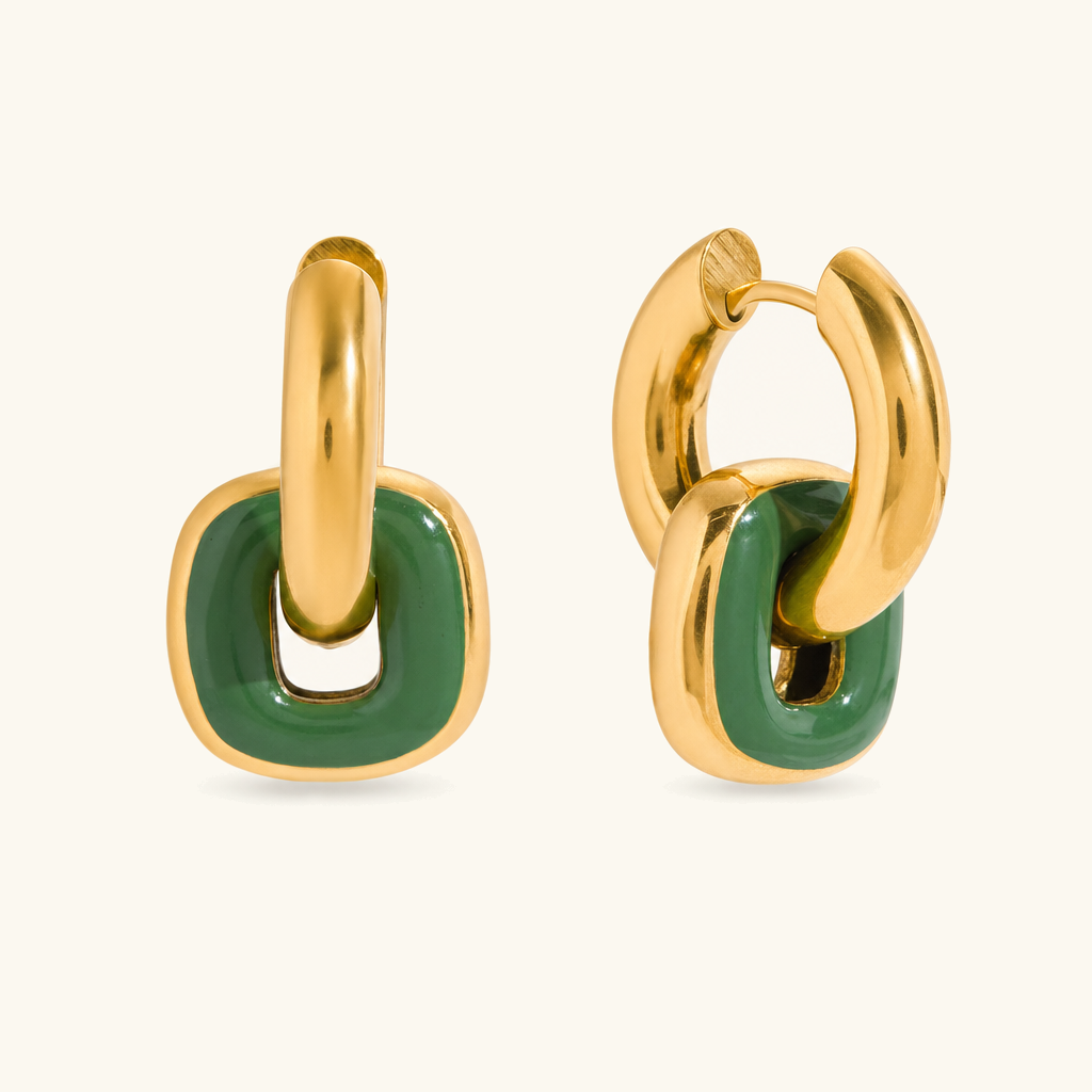 Giada Enamel Drop Hoop Earrings