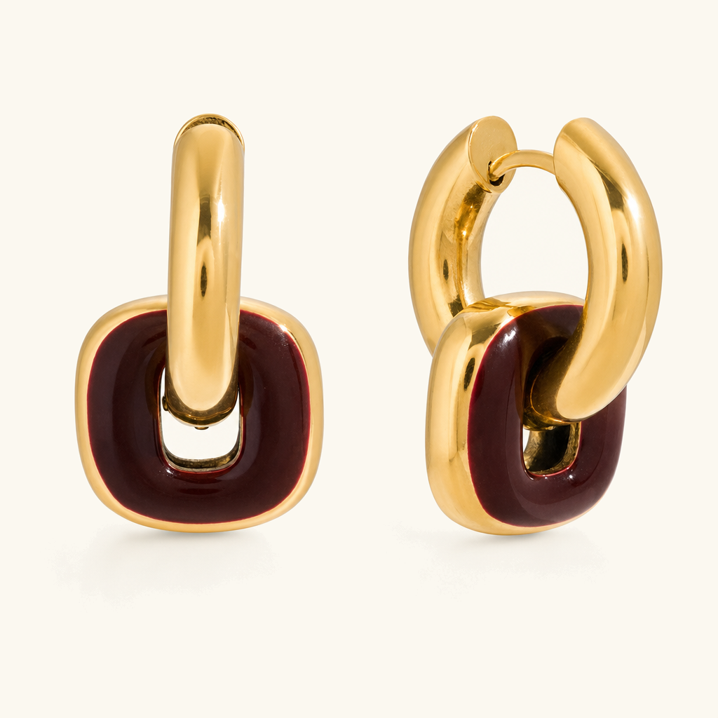 Giada Enamel Drop Hoop Earrings