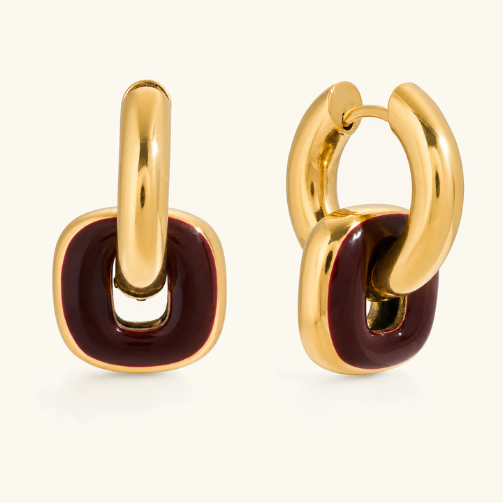 Giada Enamel Drop Hoop Earrings