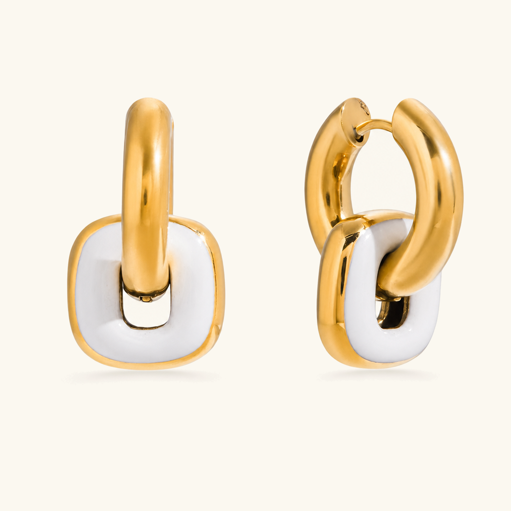Giada Enamel Drop Hoop Earrings Image