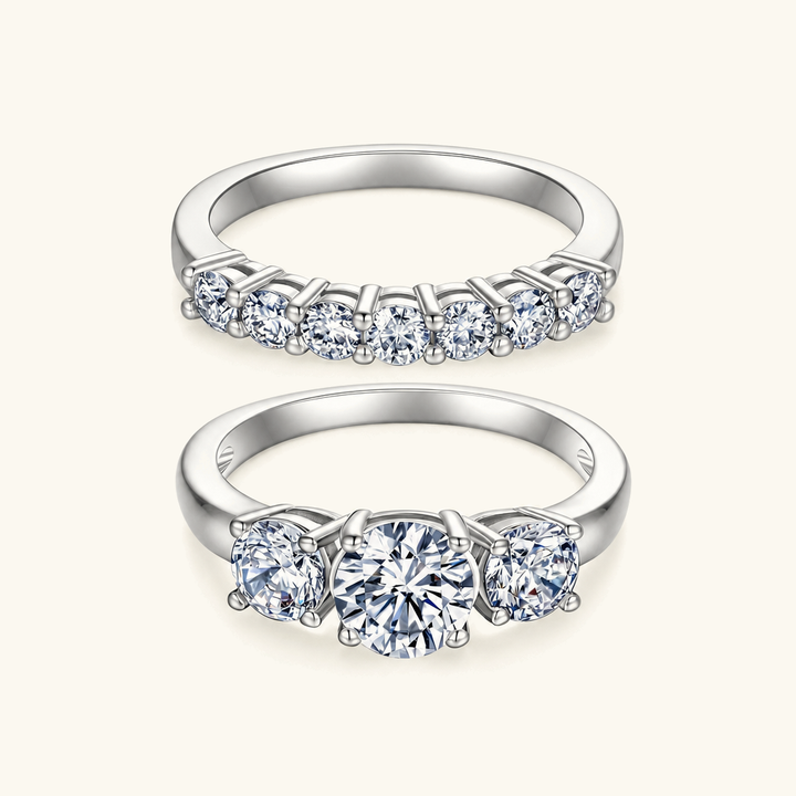 Octavia Three-Stone Diamond Ring Set