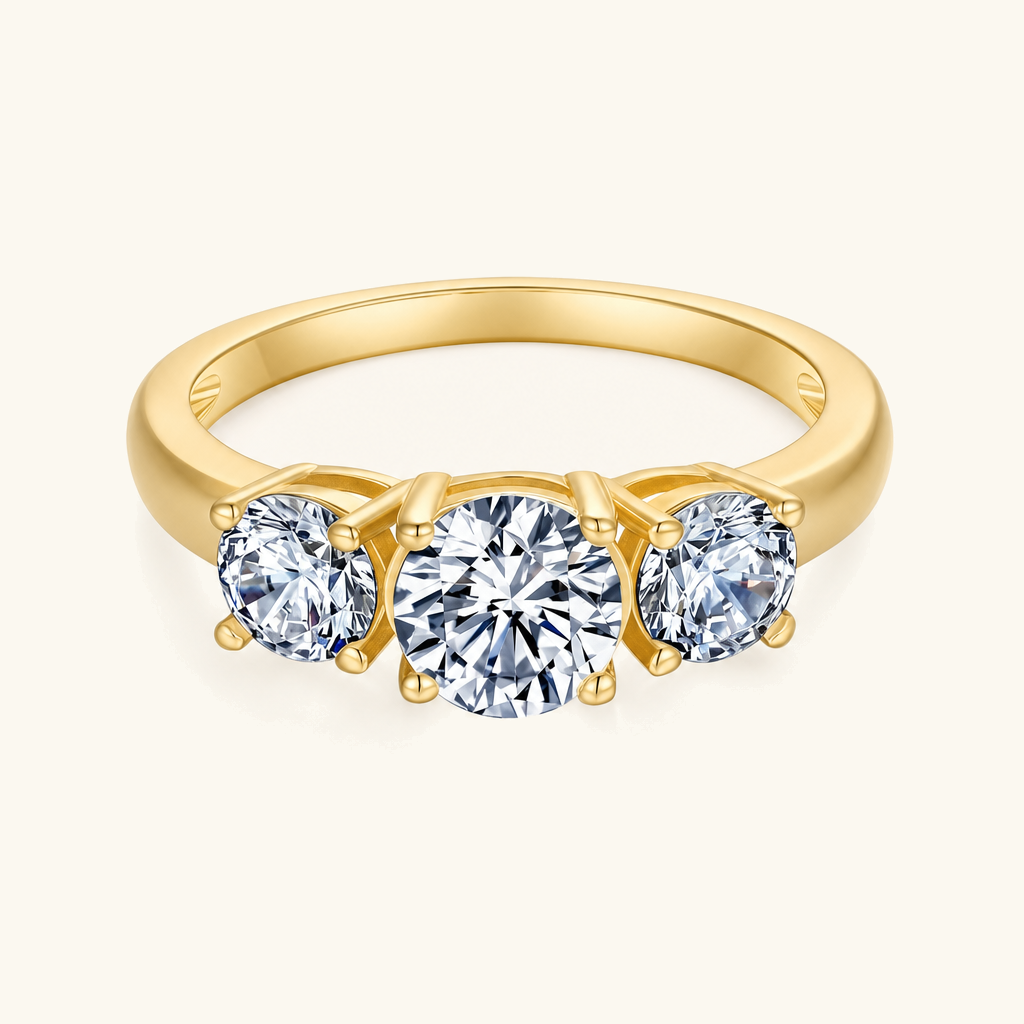 Octavia Three-Stone Diamond Ring Set Image