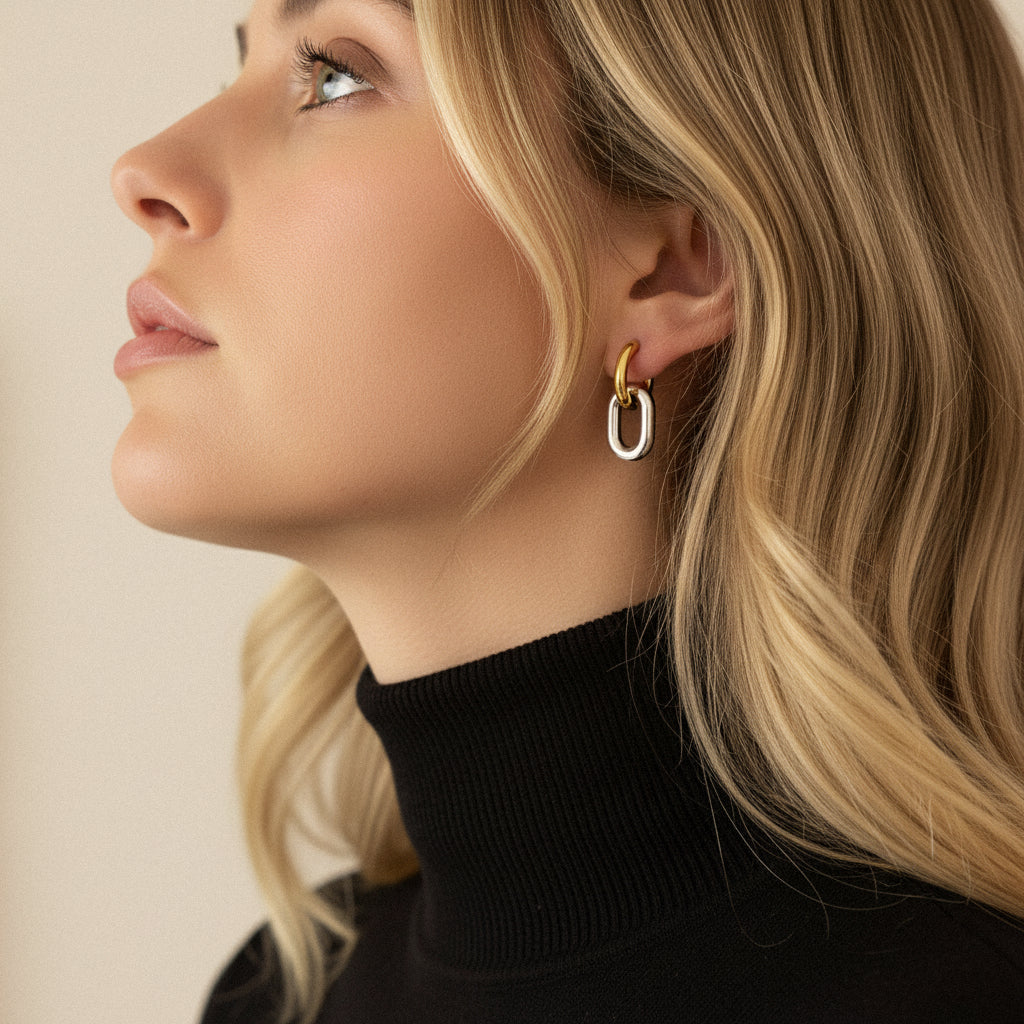 Pippa Two Tone Double Hoops